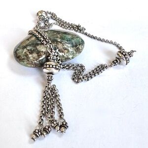 AREZZO ITALY Necklace w/ Stations Sterling Silver Tassel MARKED AR 1158